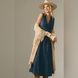 ANTHROPOLOGIE 4 Coastal Cowgirl Western Mid Sleeveless Dress Shoulder Cut Out